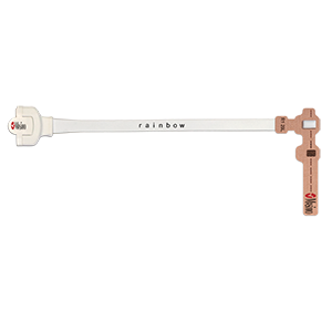 Masimo 2220 rainbow R20-L infant adhesive sensor, short tan infant wrap on white rainbow cable and connector