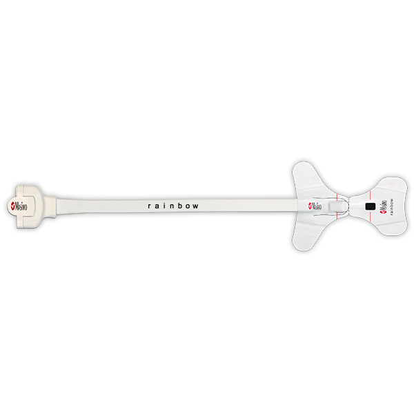 Masimo 2222 rainbow R20 pediatric adhesive sensor, small butterfly finger wrap with flat rainbow lead and connector tab