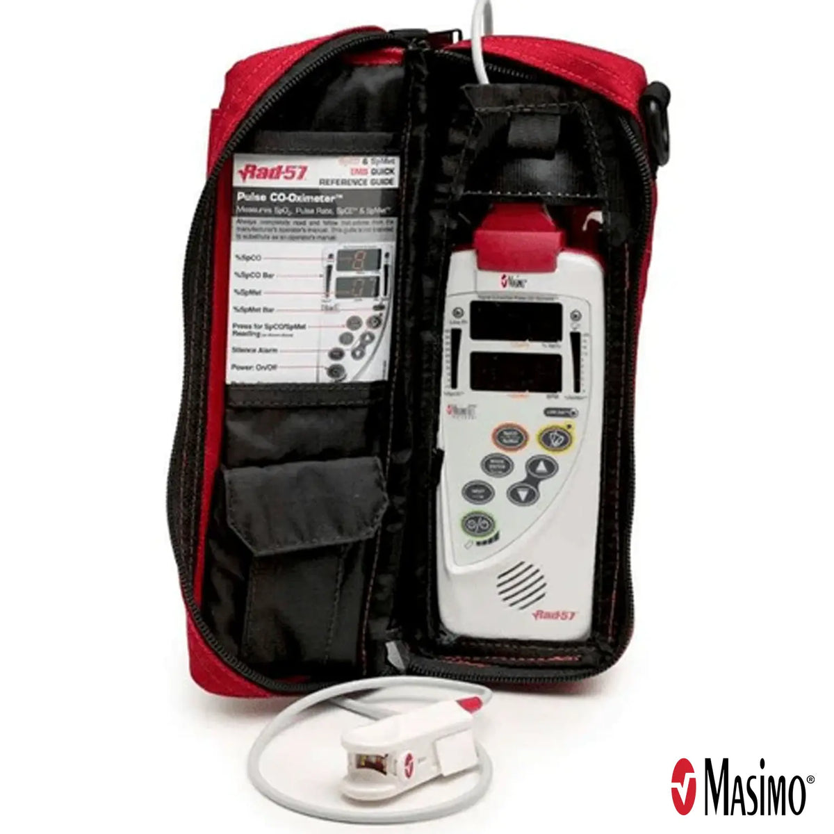 Rad-57 Kit with SpCO contains 1) Adult Rainbow Sensor DCI (2696), 1) RC-01 Cable (2405) and 1) Red EMS Carry Case (2208) along with a quick reference guide and a training DVD. SpCO helps to quickly identify patients with smoke inhalation.