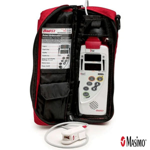 Rad-57 Kit with SpCO contains 1) Adult Rainbow Sensor DCI (2696), 1) RC-01 Cable (2405) and 1) Red EMS Carry Case (2208) along with a quick reference guide and a training DVD. SpCO helps to quickly identify patients with smoke inhalation.