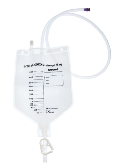 500ml ENFit Drainage Bag with 50cm Tubing & Funnel Connector EVA - Pacific Biomedical