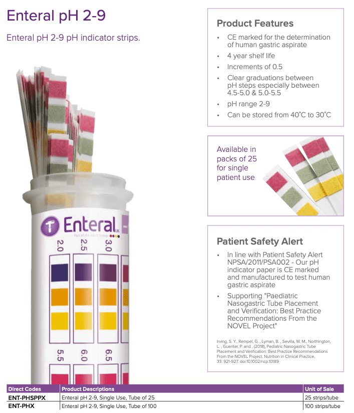 Enteral pH Indicator Strips 2-9 - Pacific Biomedical