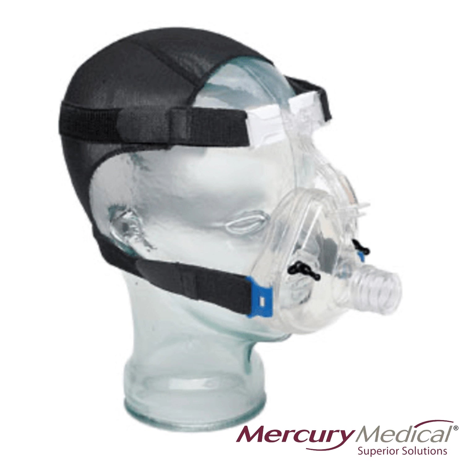 Large Adult Deluxe Contoured Full Face Mask with Straight Connector, with 2 Mask Ports and Head Harness, 5-bx