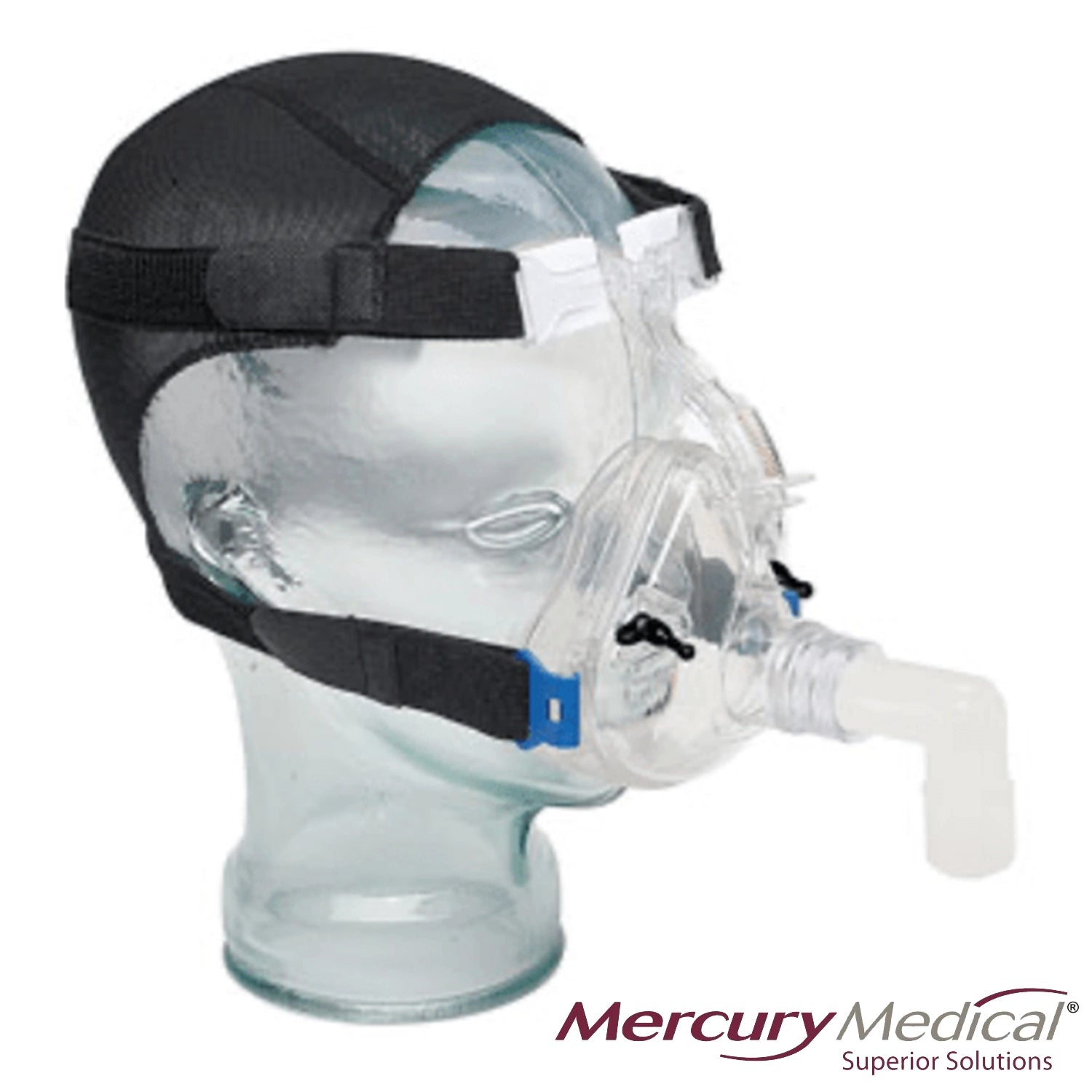 Large Adult Deluxe Full Face Mask with Separate Fixed Elbow, 2 Mask Ports and Head Harness