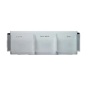 Pacific Biomedical compact acrylic ambulance organizer, 16.75 x 8.25 x 2.5 inches, three clear compartments on a white backplate with sample labels, front view - Pacific Biomedical
