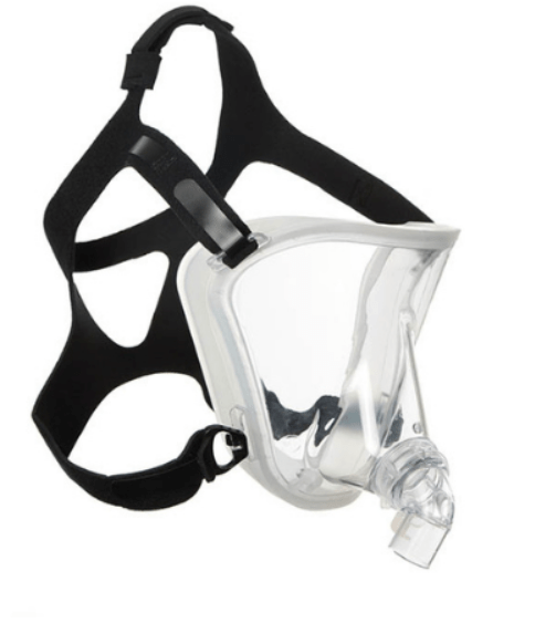 BiTrac MaxShield Select total face mask with interchangeable non-vented elbow with anti-asphyxiation valve and MaxShield Head Straps, Adult Small - Pacific Biomedical