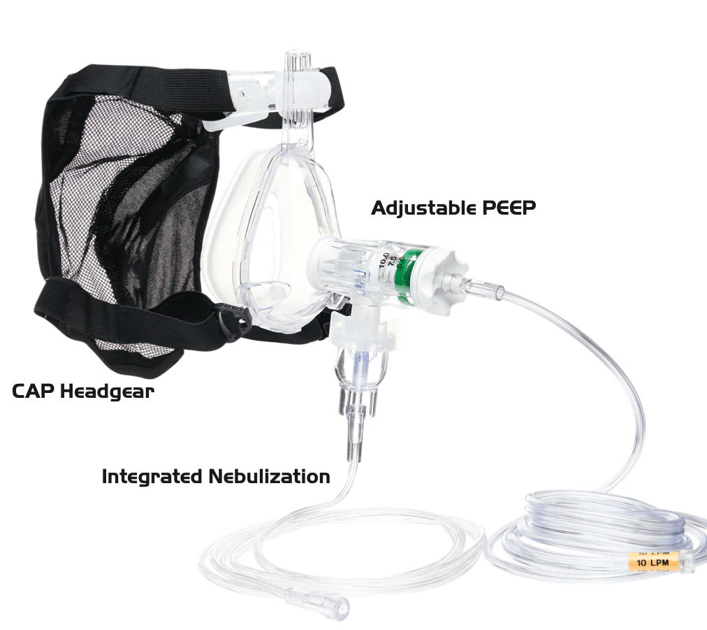 GO-PAP with Adult Large Mask, 5/7.5/10cm H2O PEEP, Standard Headgear, Integrated NebPort, Nebulizer Included, FIo2 30% 10-bx - Pacific Biomedical