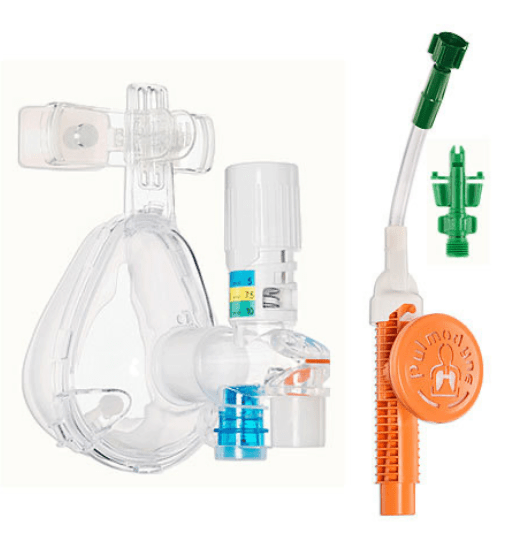 O2-MAX® Fixed System with Adult Large BiTrac ED Mask, 3-SET(5/7.5/10 cmH₂O) Valve, Expandable Tubing, Filter, Nebulizer included, Ohmeda Quik-Connect, 10/bx - Pacific Biomedical