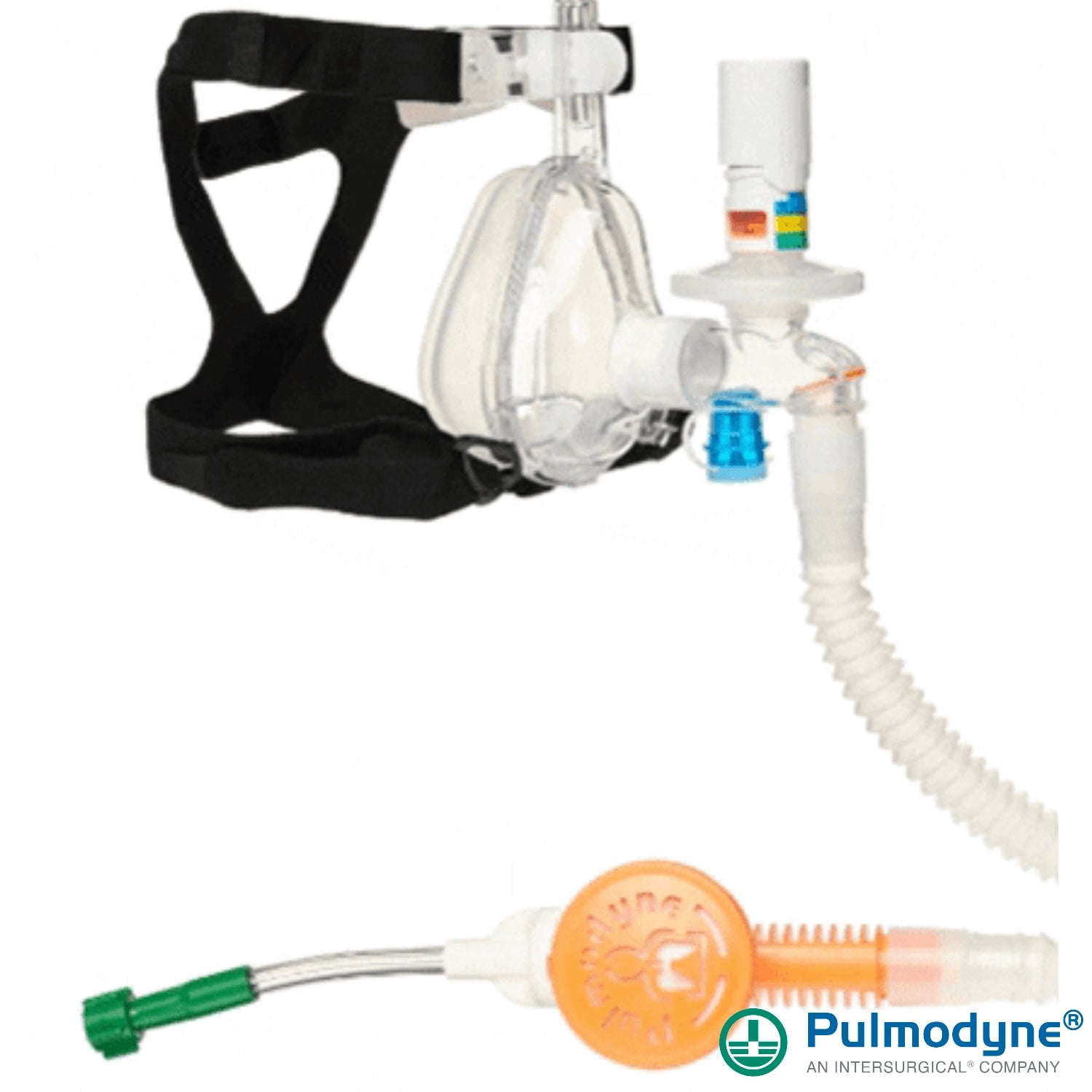 O2-MAX® Fixed System with Adult Medium BiTrac ED Mask, 3-SET(5/7.5/10 cmH₂O) Valve, Expandable Tubing, Filter, Nebulizer included, Ohmeda Quik-Connect 