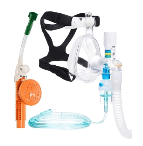 O2-MAX® Fixed System with Adult Medium BiTrac ED Mask, 5-SET(5/7.5/10/12.5/15 cmH₂O) Valve, Expandable Tubing, Filter, Nebulizer Included - Pacific Biomedical