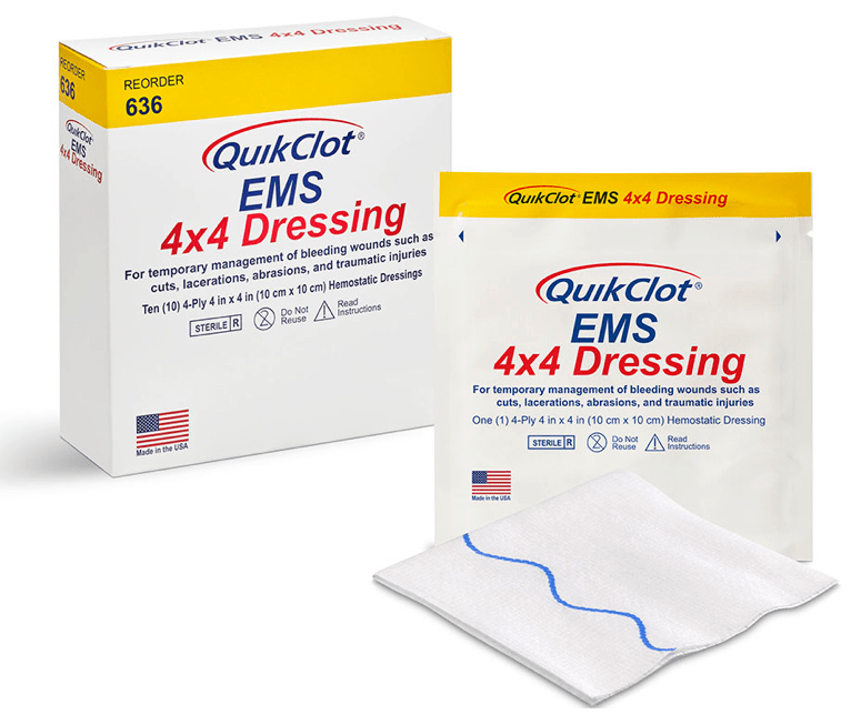 QuikClot EMS 4x4 Dressing - Pacific Biomedical