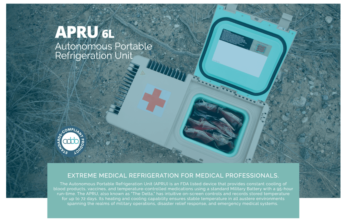 APRU Mobile Blood Fridge, AABB Compliant, made for EMS.