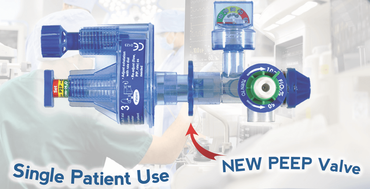 GO2VENT® (50% or 100% FiO2 entrainment) w/ PEEP Valve, Manometer &amp; O2 Tubing - Pacific Biomedical