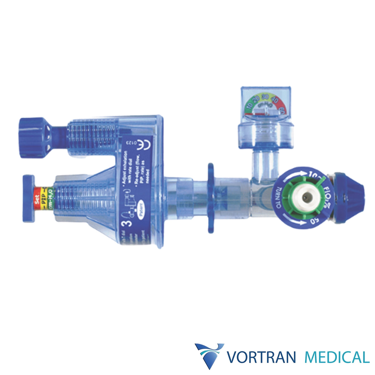 GO2VENT® (50% or 100% FiO2 entrainment) w/ PEEP Valve, Manometer & O2 Tubing 