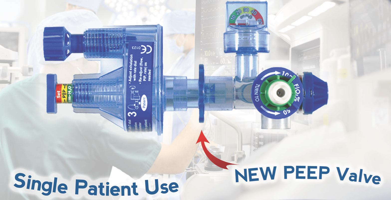 GO2VENT® (50% or 100% FiO2 entrainment) w/ PEEP Valve, Manometer & O2 ...